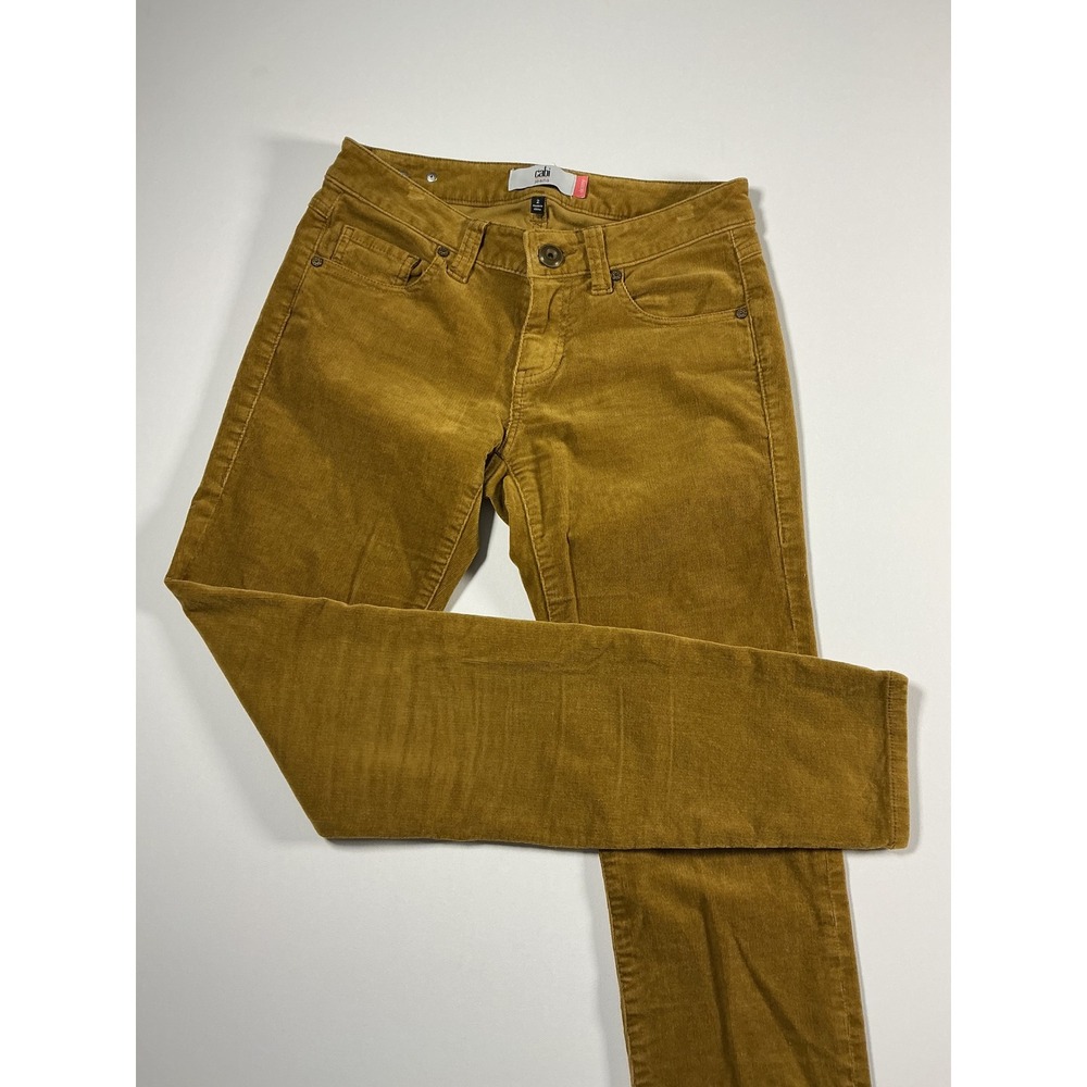 Cabi Umber Skinny Corduroy Pants Gold Mustard Low Mid Rise Size 2